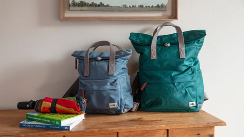 Prepare for a walk with these Roka bags and umbrella from our SS 2025 range